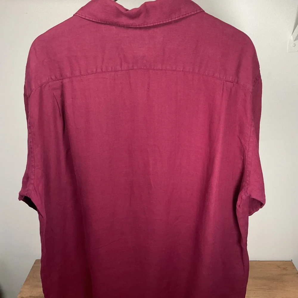 Banana Republic 100% Irish Linen Shirt XL Burgundy Relaxed Camp Casual Button Up